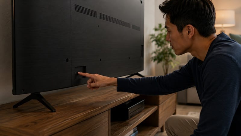 how to turn on a TV without a remote using the rear power button