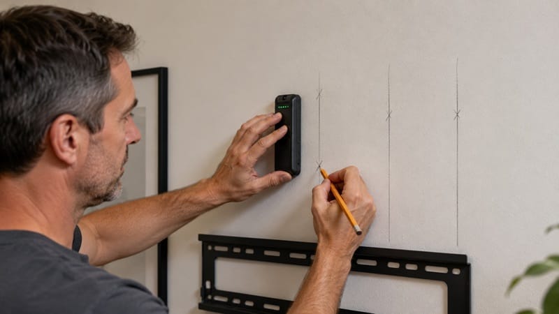 marking stud locations before drilling wall mount holes