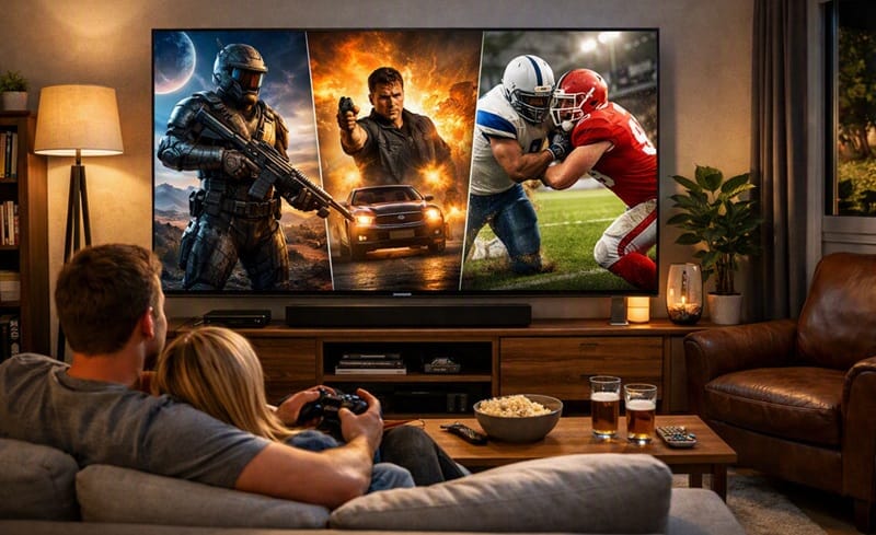 who should buy TCL 75QM8L — movie night gaming setup